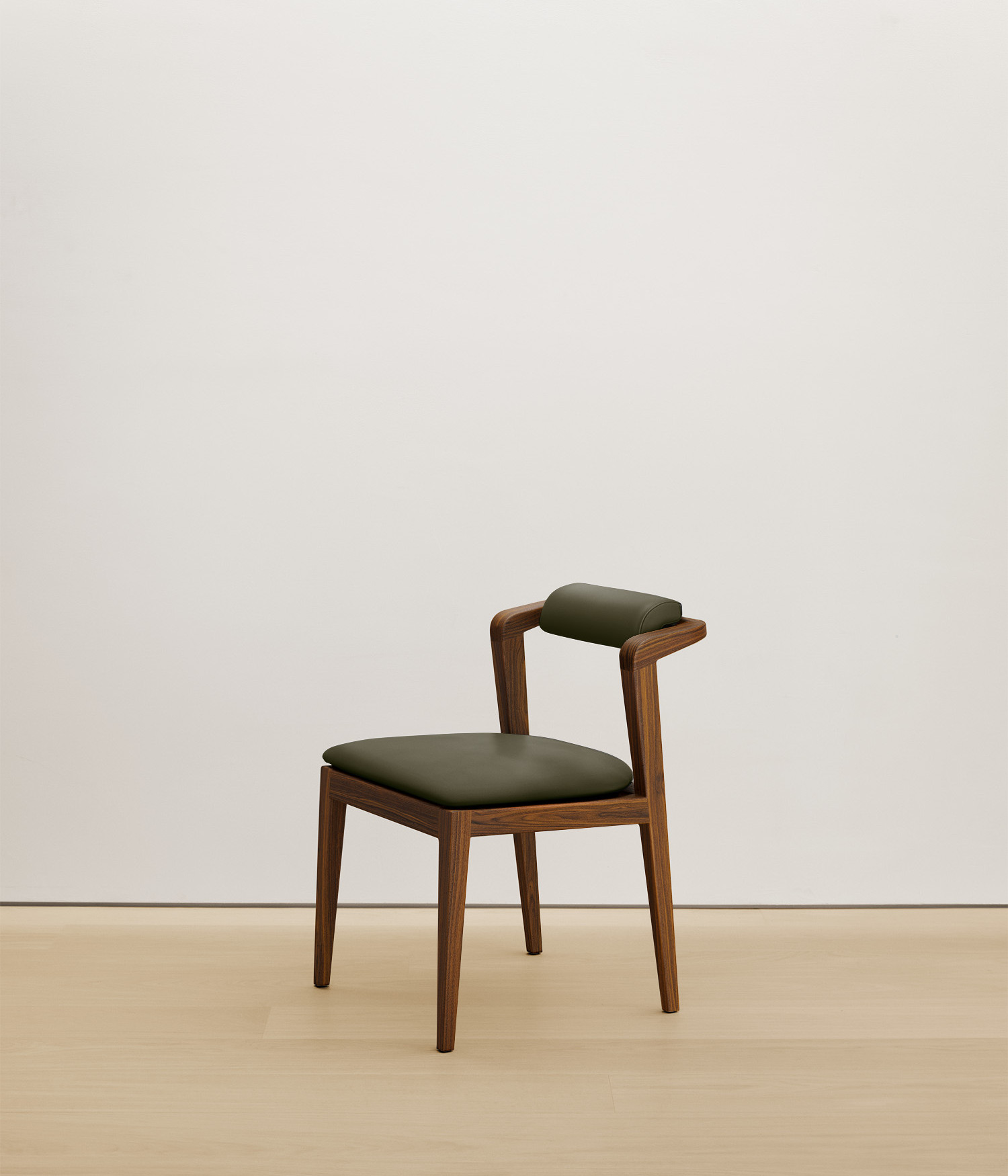  walnut chair with forest color upholstered seat