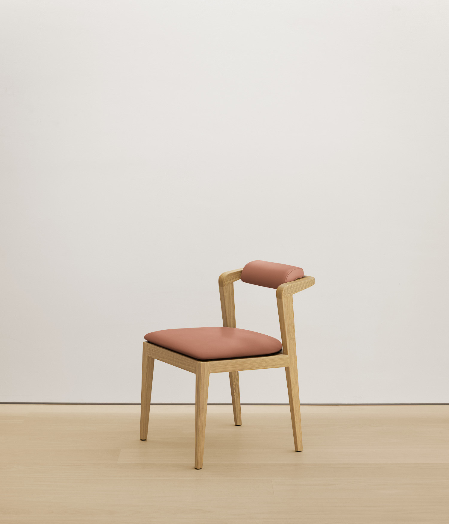  white-oak chair with  color upholstered seat
