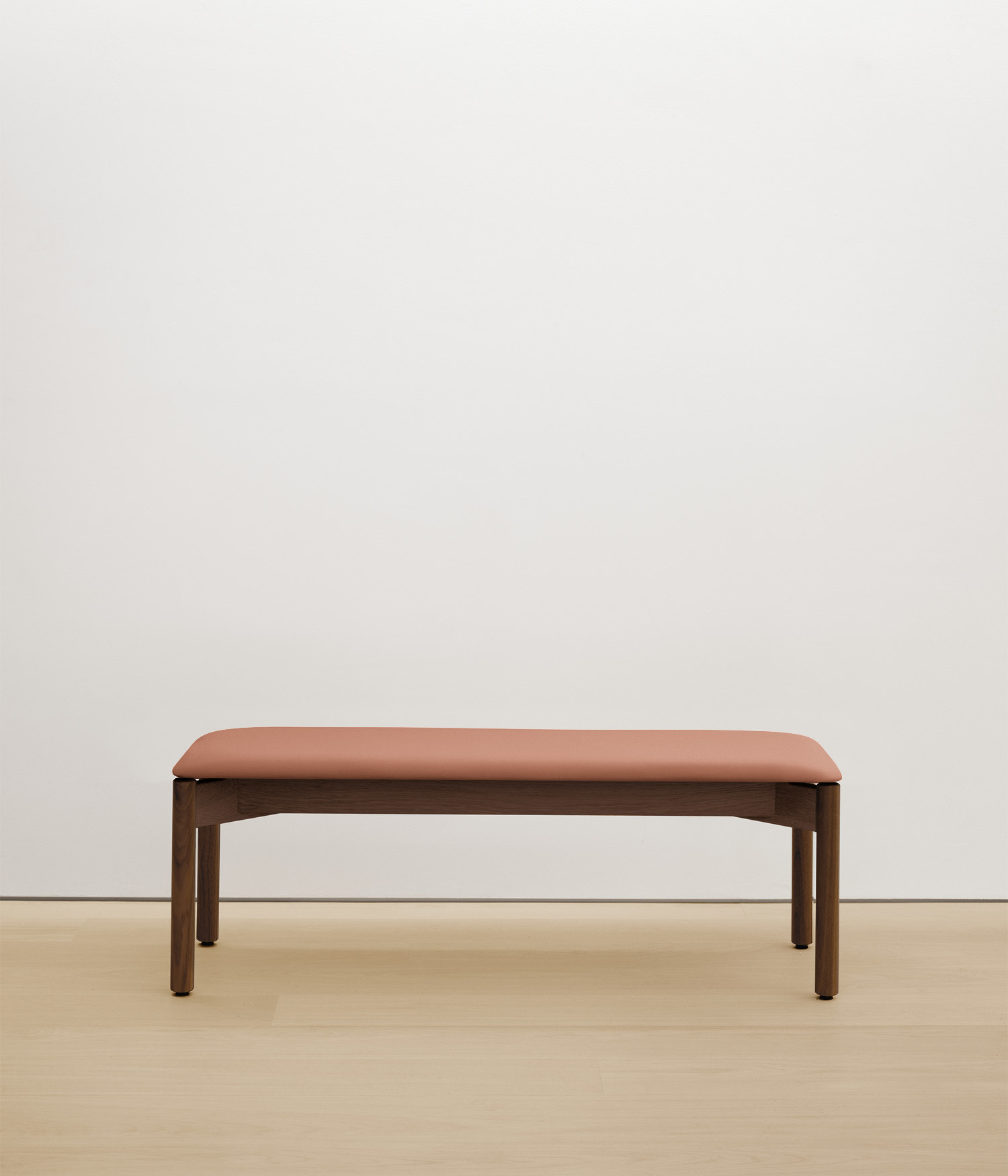 walnut bench with  upholstered seat
