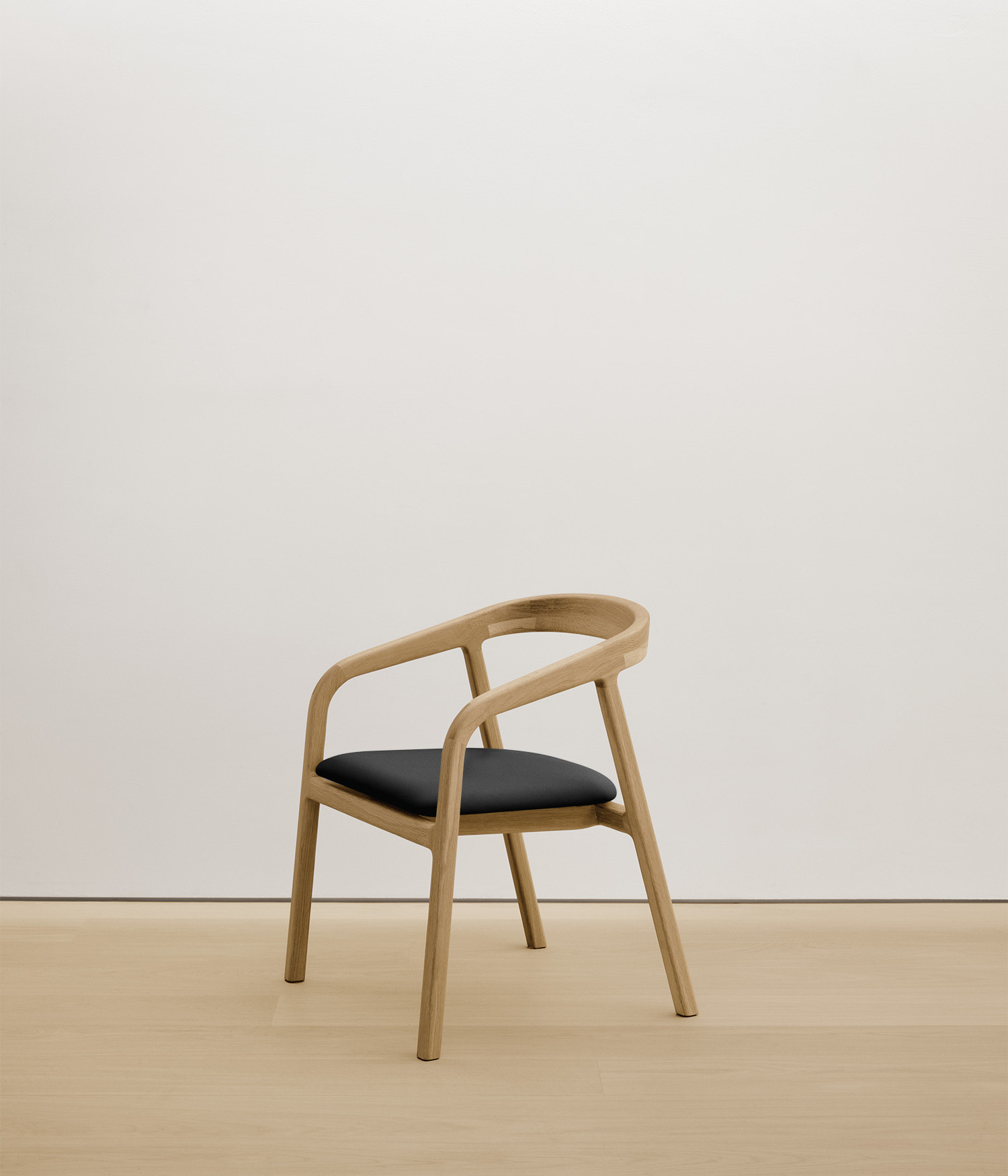  white-oak chair with black color upholstered seat