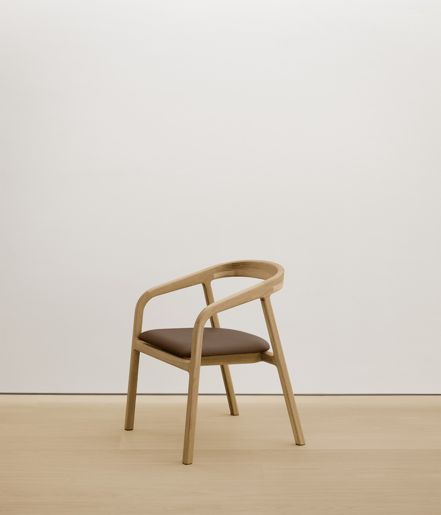  white-oak chair with umber color upholstered seat