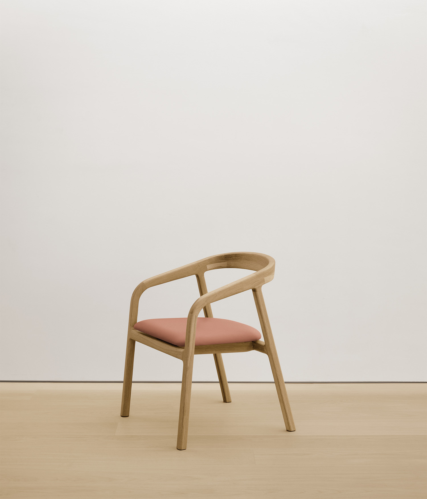  white-oak chair with  color upholstered seat