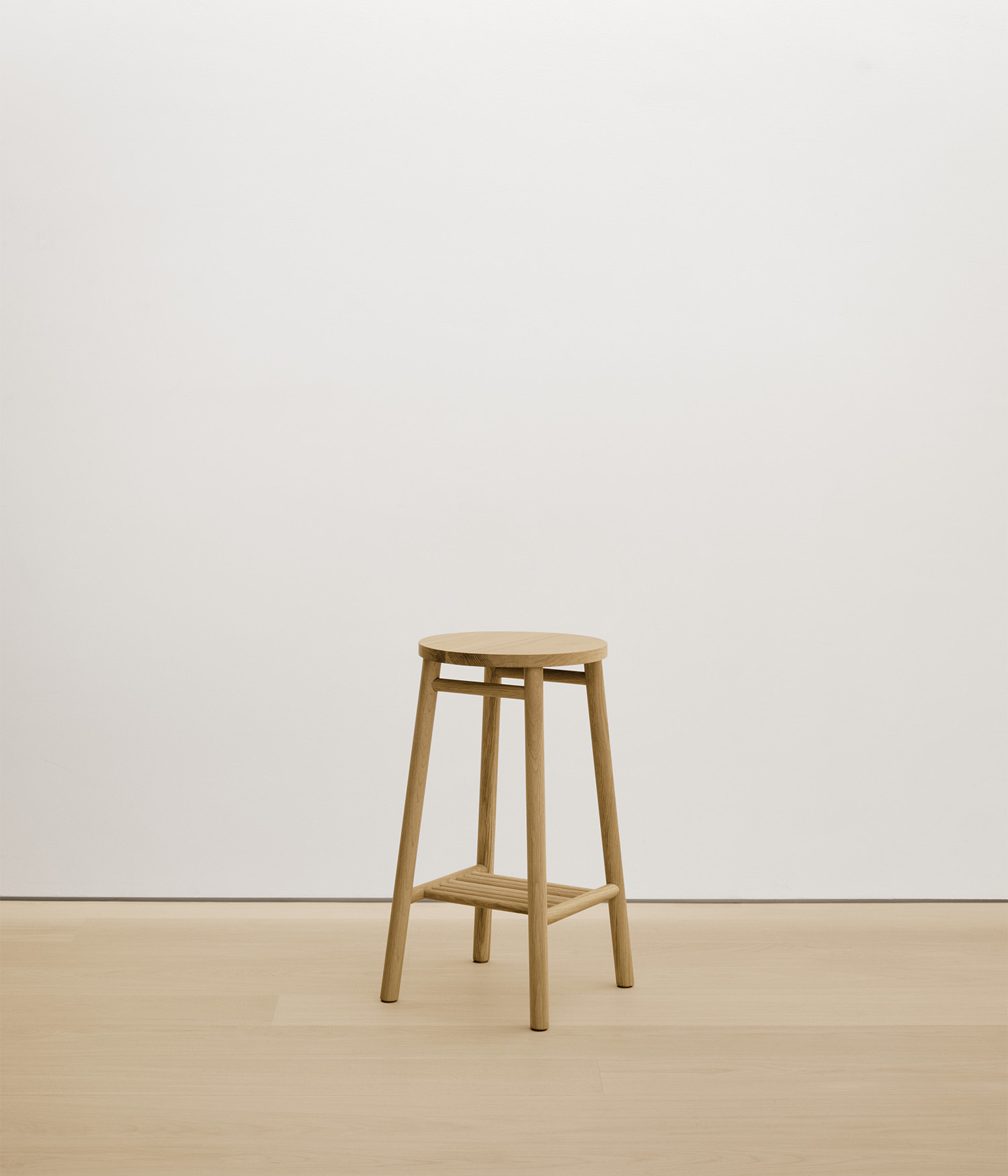  white-oak stool with solid wood seat