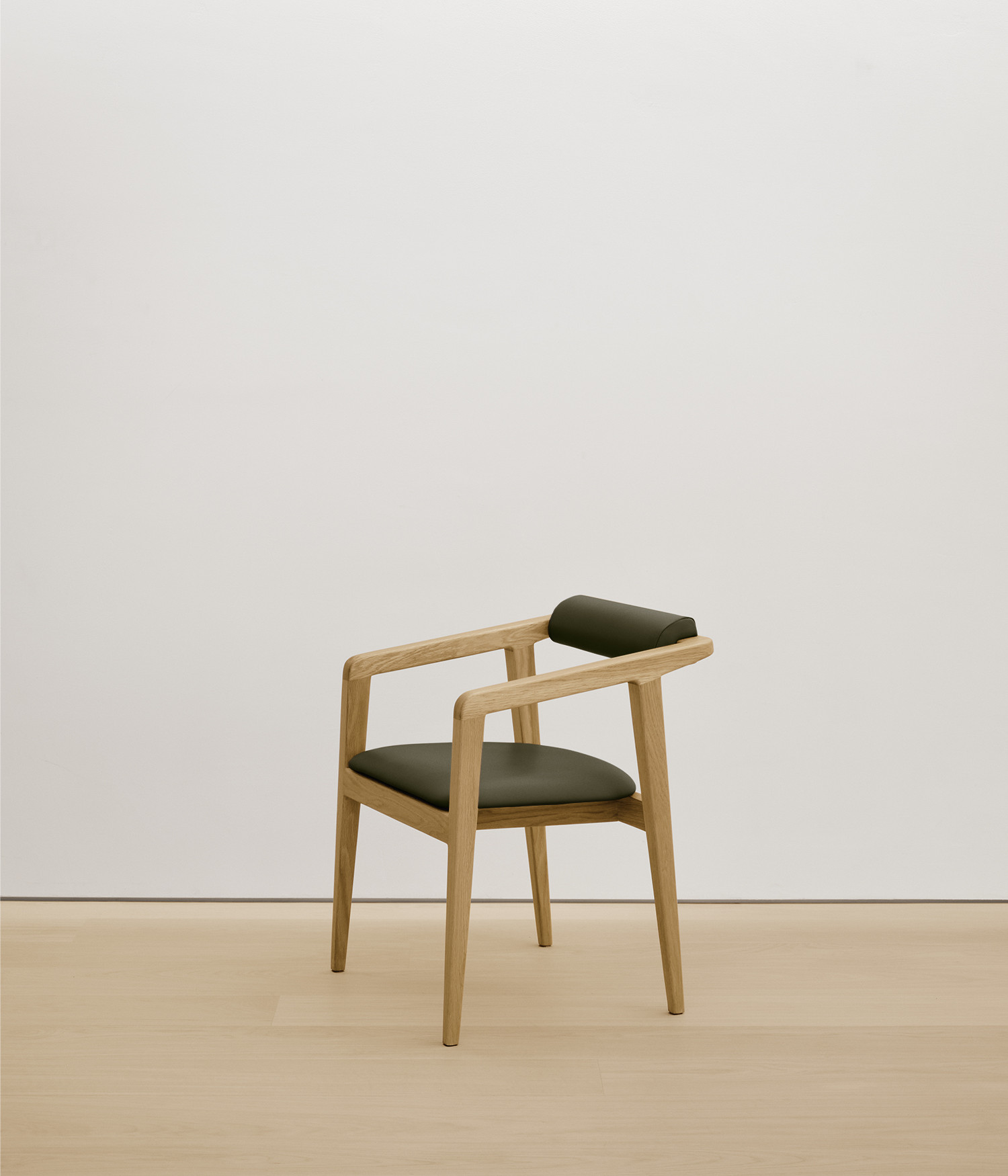  white-oak chair with forest color upholstered seat