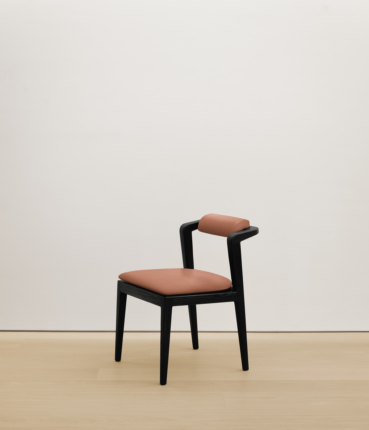  black-stained-oak chair with  color upholstered seat