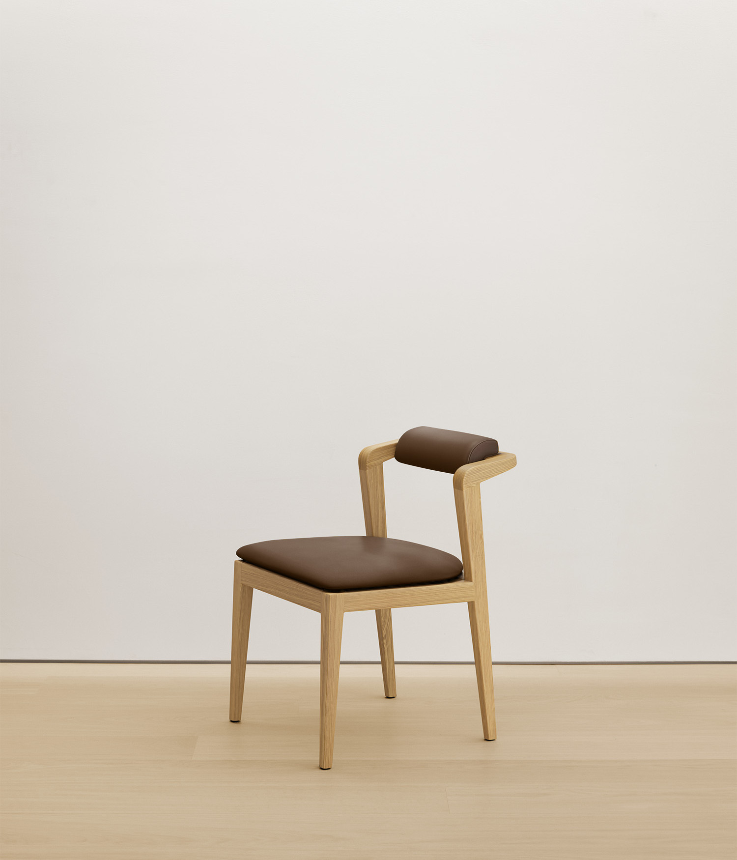  white-oak chair with umber color upholstered seat