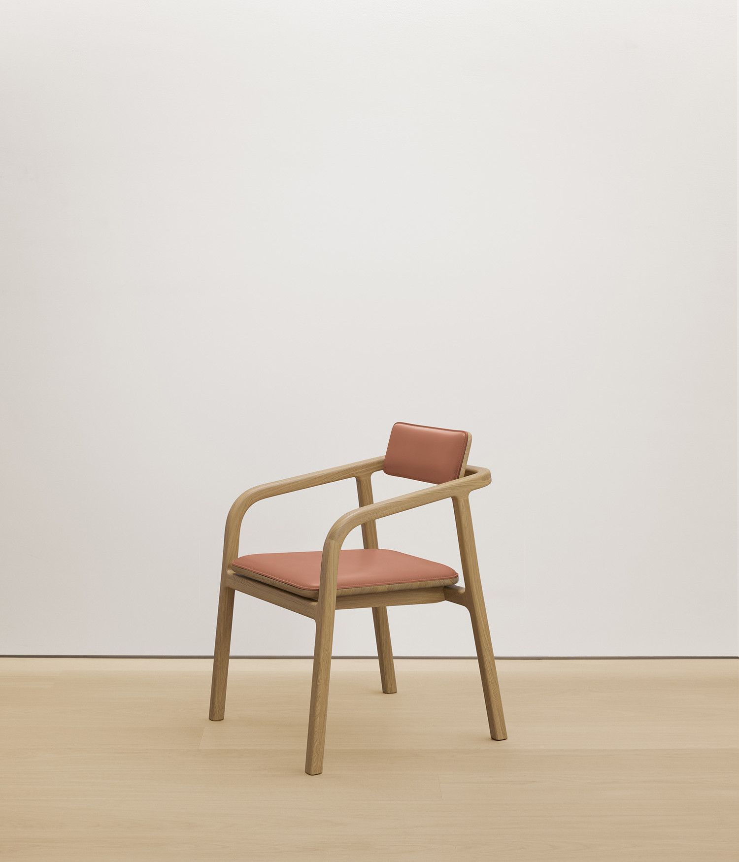  white-oak chair with  color upholstered seat