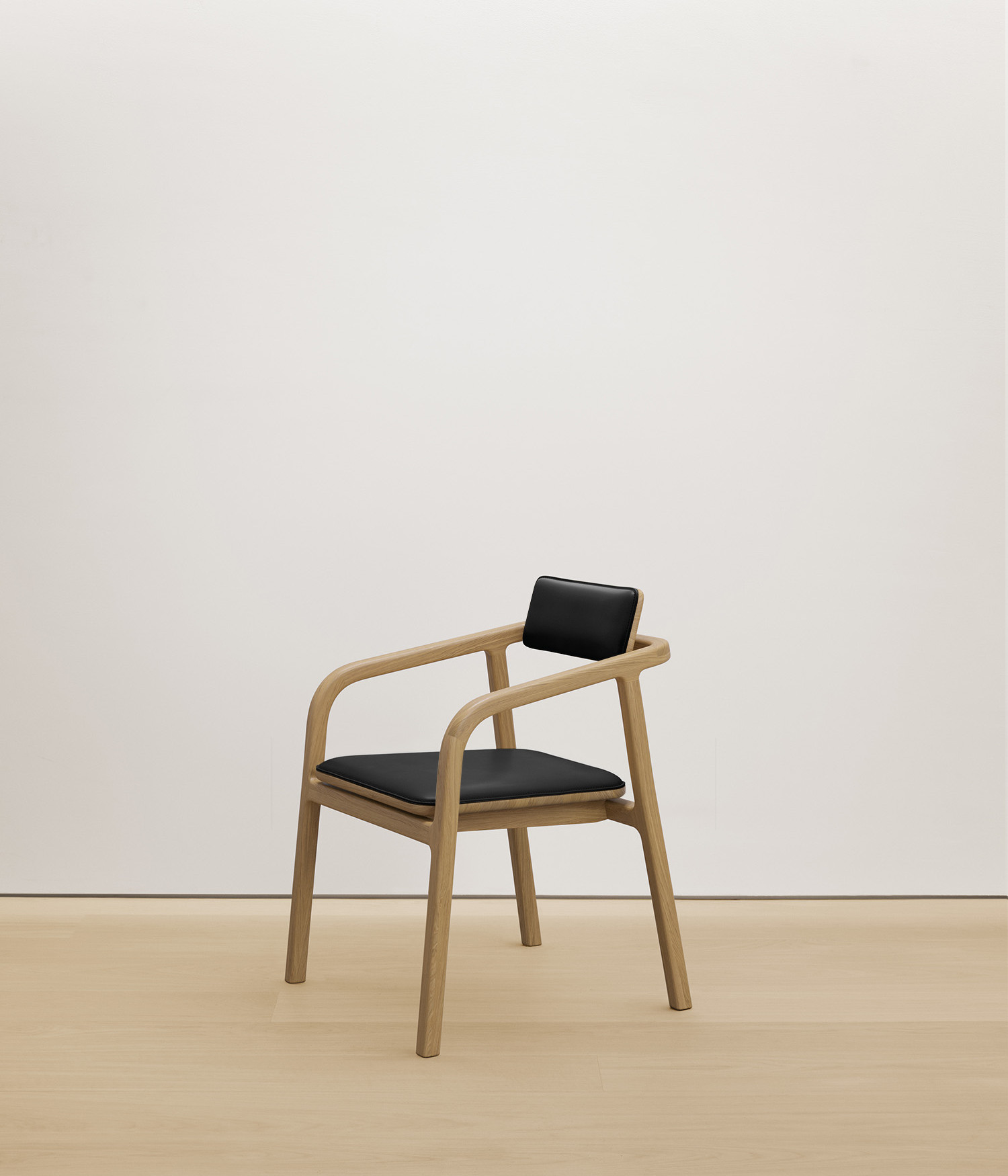  white-oak chair with black color upholstered seat