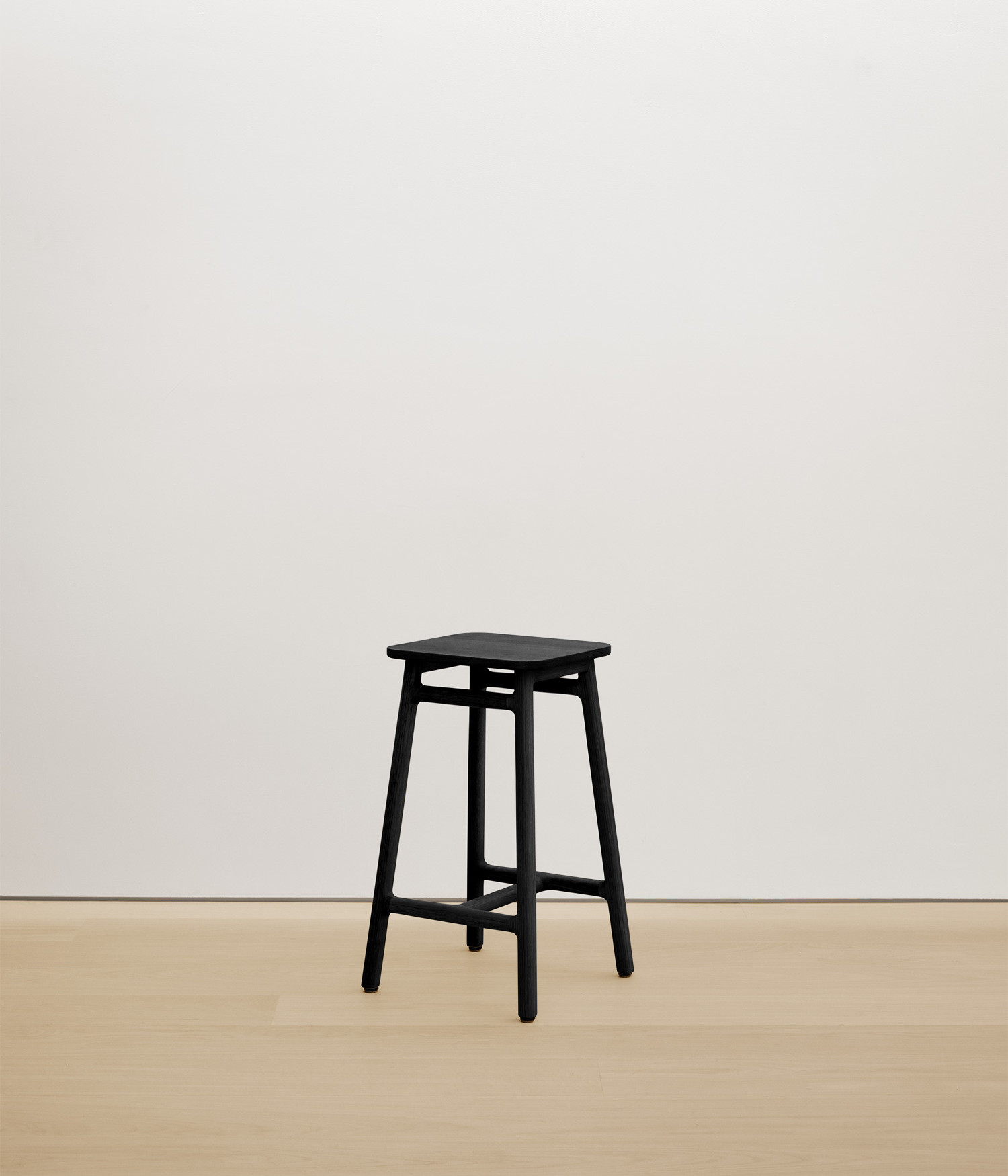  black-stained-oak stool with solid wood seat