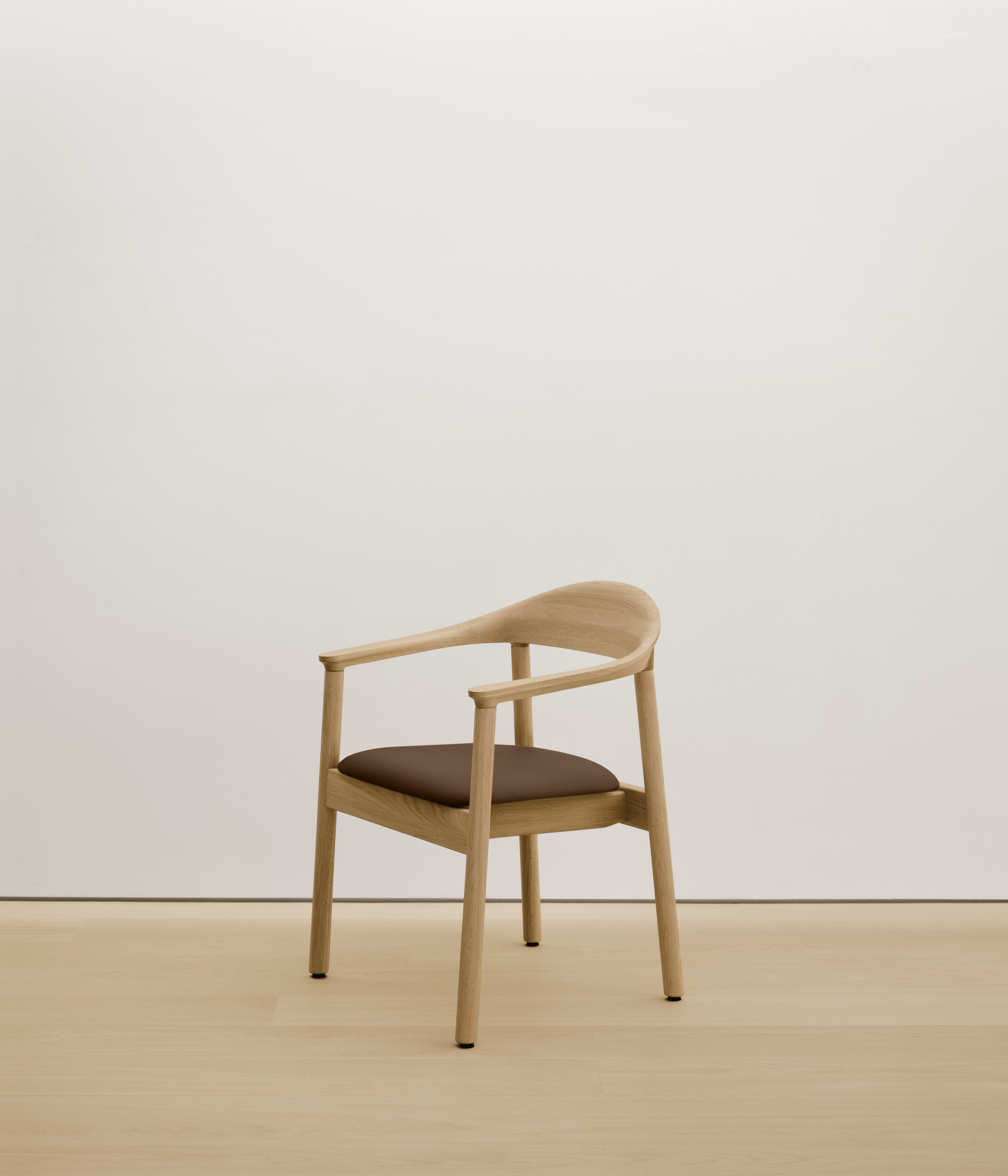  white-oak chair with umber color upholstered seat