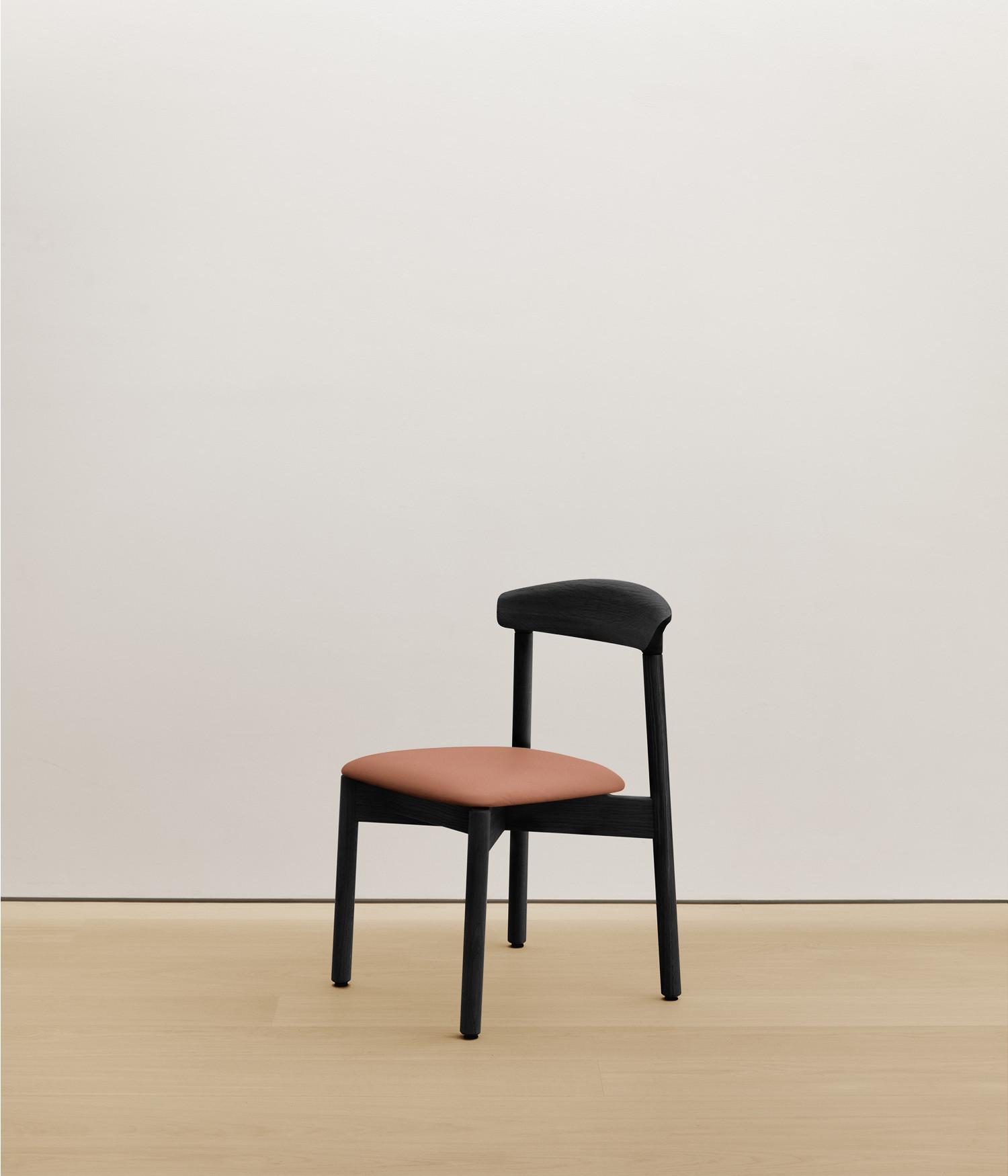  black-stained-oak chair with  color upholstered seat