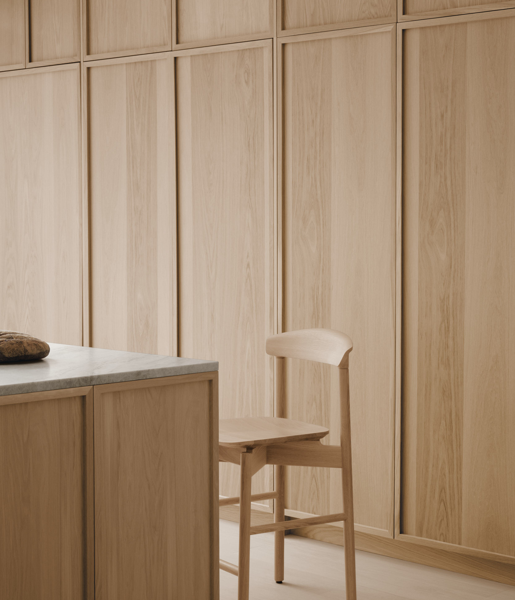 Dune stool in white oak kitchen