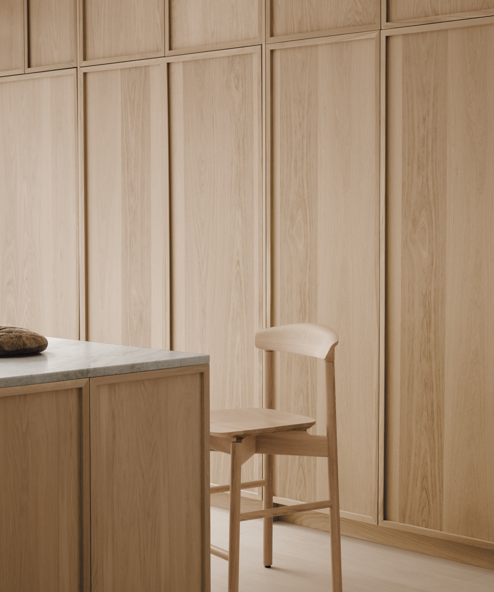 Dune stool in white oak kitchen