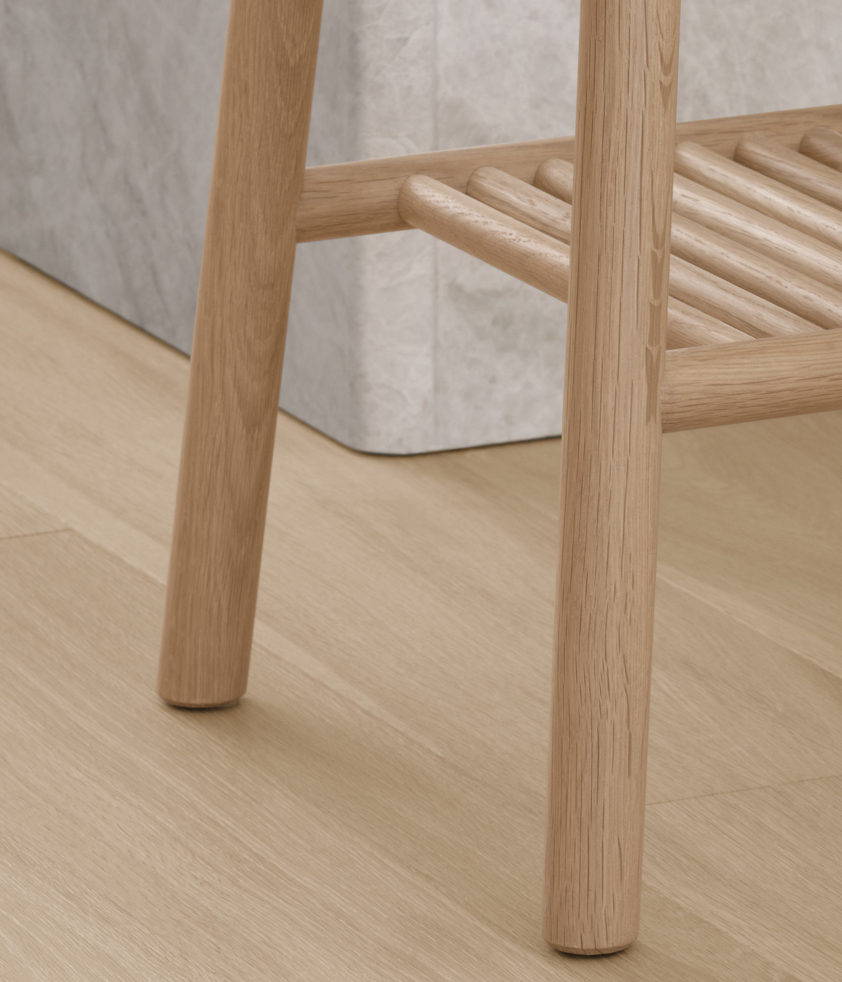 detail of joinery of the tame high stool