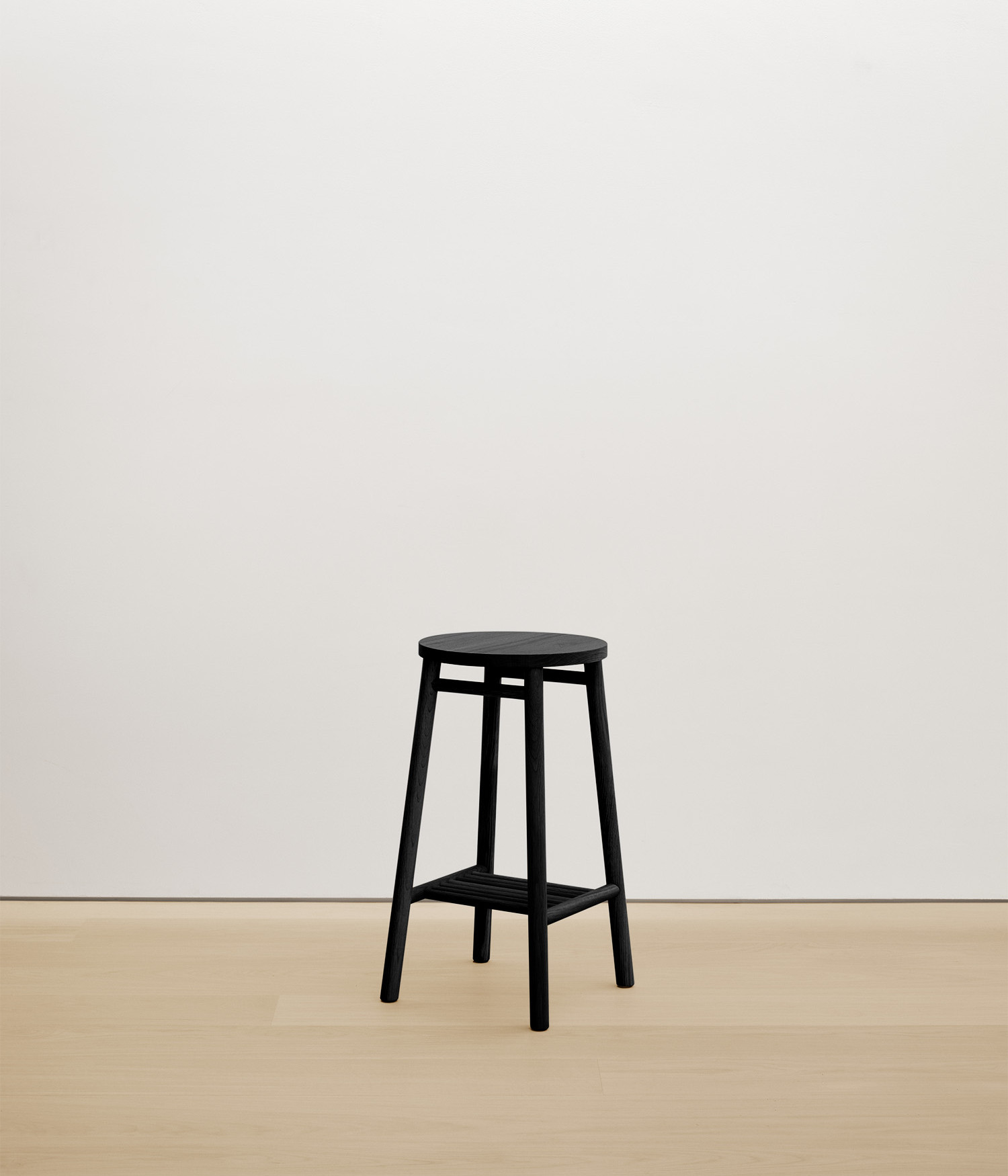  black-stained-oak stool with solid wood seat
