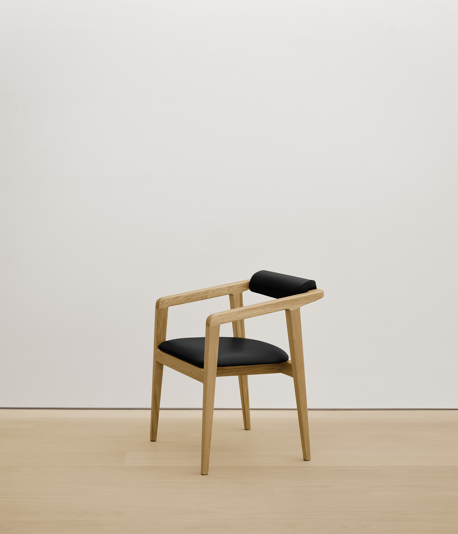  white-oak chair with black color upholstered seat