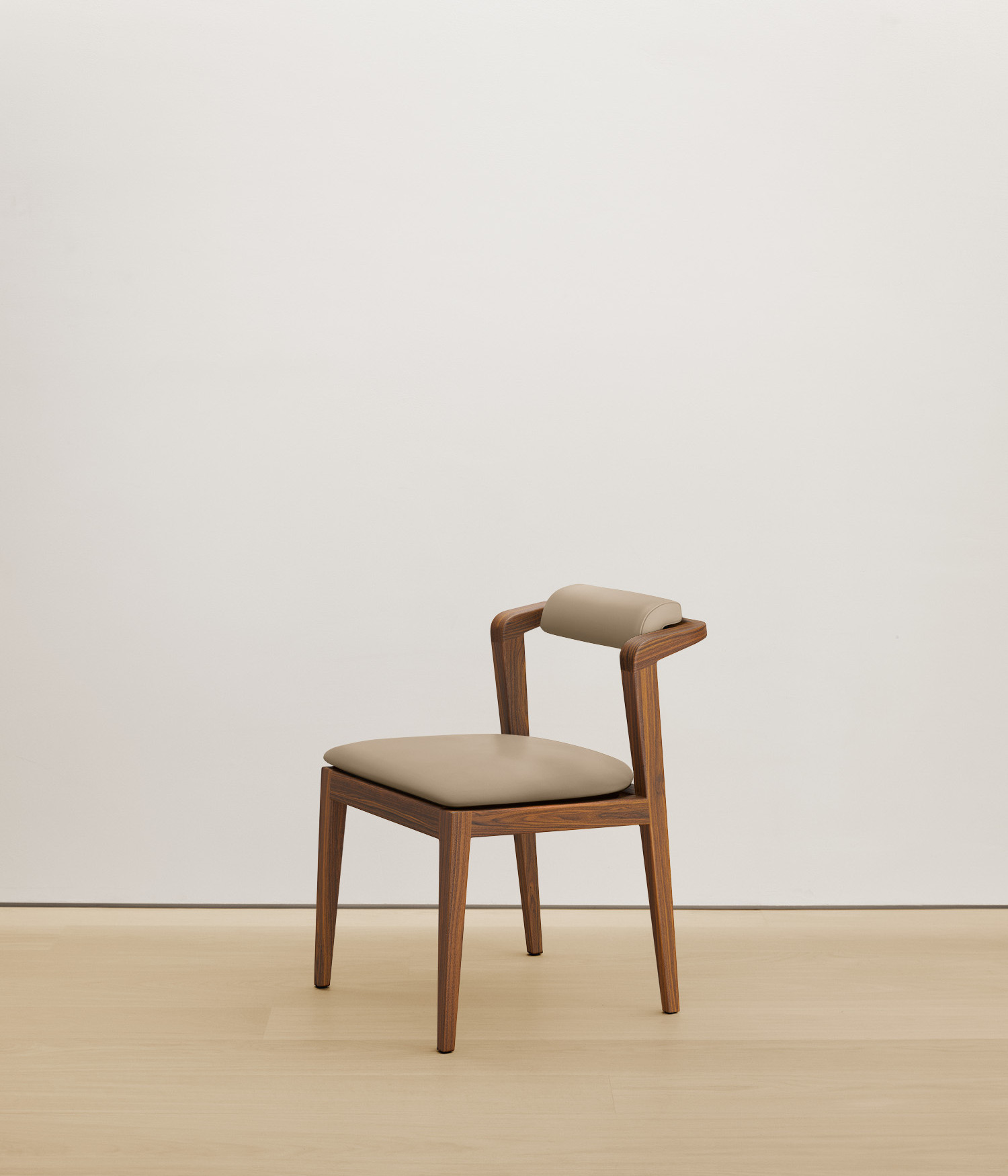  walnut chair with cream color upholstered seat 