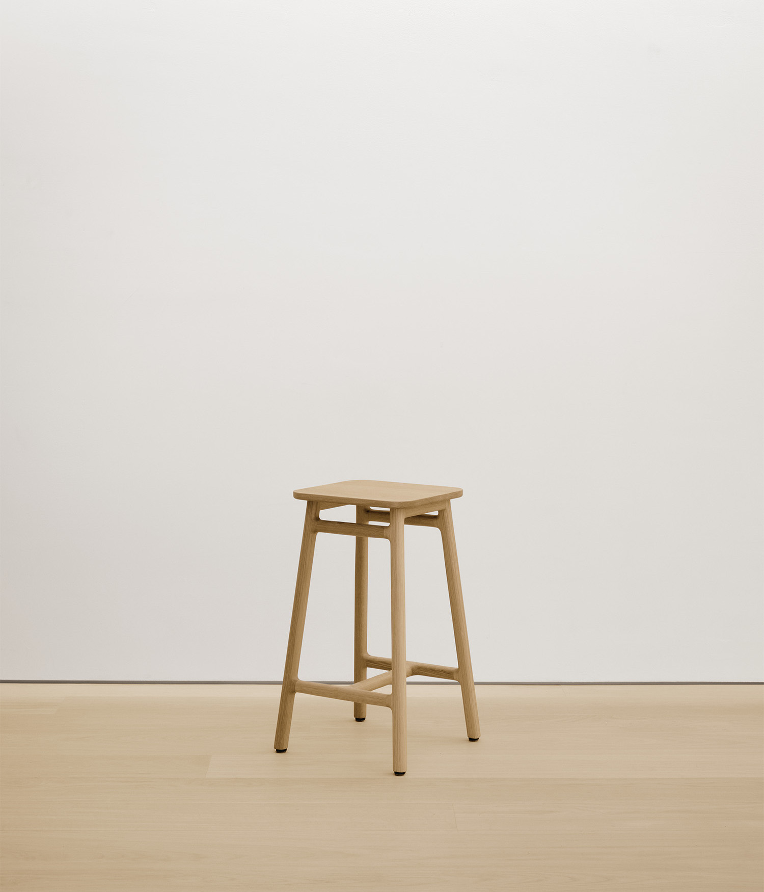  white-oak stool with solid wood seat