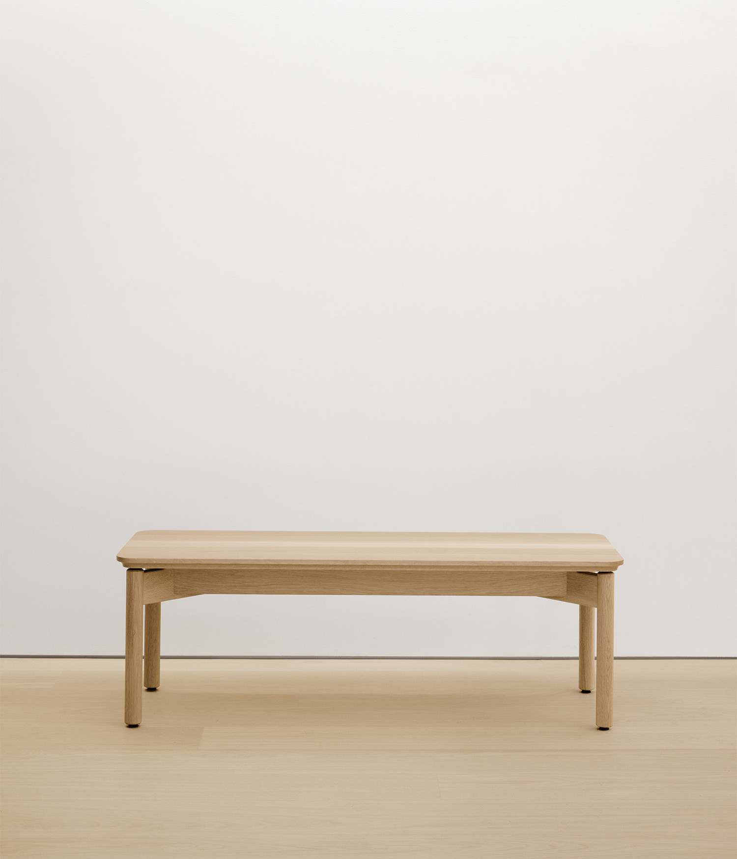 white-oak bench with wood seat